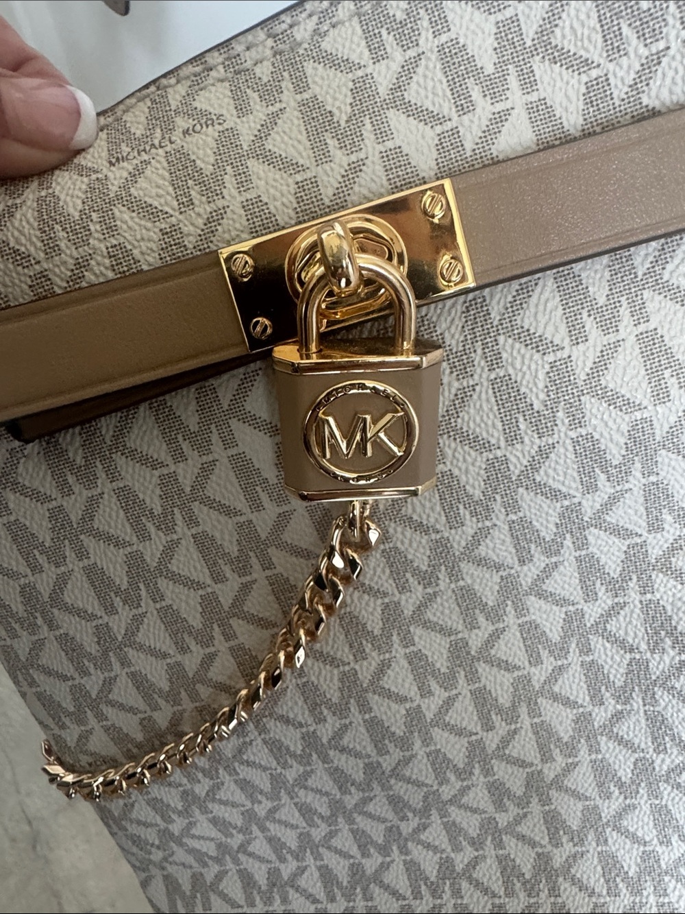 Michael Kors Taupe Signature MK Crossbody Shoulder Bag - Picture 2 of 5
